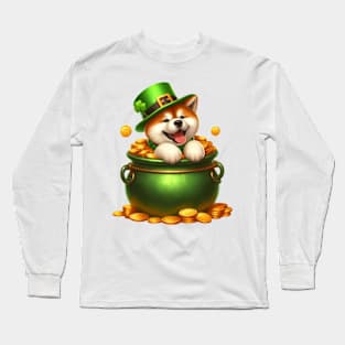 St Patricks Day Akita Dog Long Sleeve T-Shirt